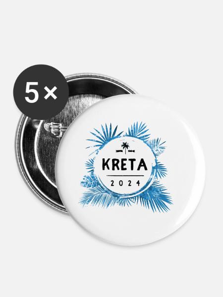 Kreta 2024 Bunt - Buttons groß 56 mm (5er Pack) - Weiß