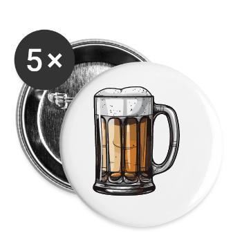 Beer Mug Beer - Buttons large 2.2''/56 mm (5-pack) - white - Front