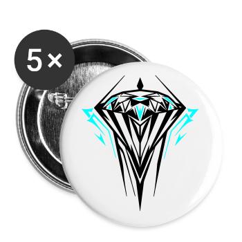 Diamant Juwel Edelstein - Buttons groß 56 mm (5er Pack) - Weiß - Vorne