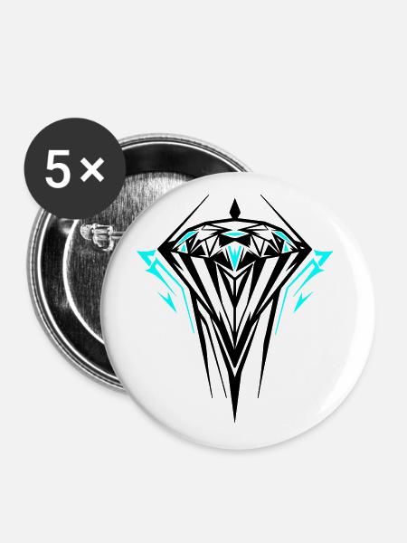 Diamant Juwel Edelstein - Buttons groß 56 mm (5er Pack) - Weiß