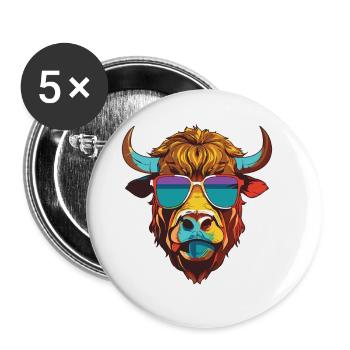 Bull Head Portrait Cool Taurus - Buttons large 2.2''/56 mm (5-pack) - white - Front