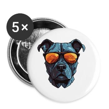 Portrait de chien Staffordshire Bull Terrier - Lot de 5 grands badges (56 mm) - blanc - Devant