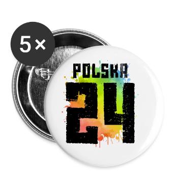 Maillot Pologne 24 2024 Polska - Lot de 5 grands badges (56 mm) - blanc - Devant