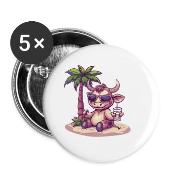 Taurus Summer Beach Vacation - Buttons large 2.2''/56 mm (5-pack) - white - Front
