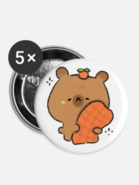 Verschlafenes Wasserschwein - Buttons groß 56 mm (5er Pack) - Weiß