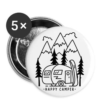 Camping camping-car - Lot de 5 grands badges (56 mm) - blanc - Devant