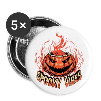 Joyeux Halloween Citrouille - Lot de 5 grands badges (56 mm) - blanc - Devant
