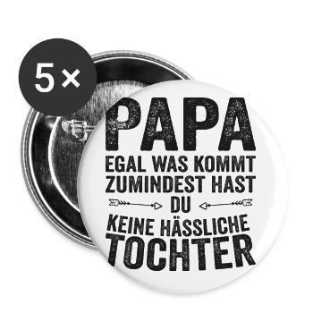 Papa Père Fille Fête des pères - Lot de 5 grands badges (56 mm) - blanc - Devant