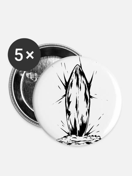Surfer Surfboard - Buttons groß 56 mm (5er Pack) - Weiß