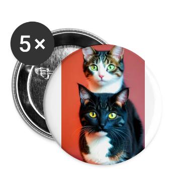 Chats domestiques à poil court - Lot de 5 grands badges (56 mm) - blanc - Devant