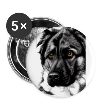 Black and White Dog Sketch - Buttons large 2.2''/56 mm (5-pack) - white - Front