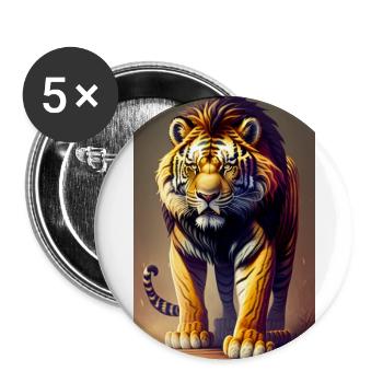 Tiger Lion mix - Buttons large 2.2''/56 mm (5-pack) - white - Front
