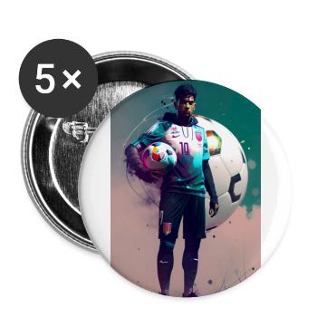 Fußball - Buttons groß 56 mm (5er Pack) - Weiß - Vorne