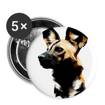 Afrikanischer Wildhund - Buttons groß 56 mm (5er Pack) - Weiß - Vorne