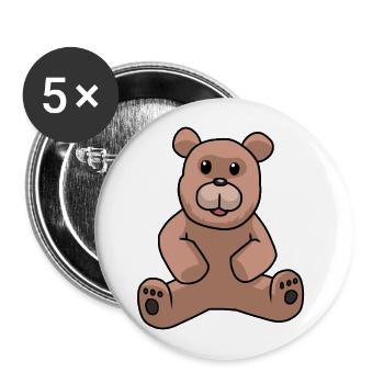Teddy Ours en peluche Enfants Toddler Ours brun Bébé - Lot de 5 grands badges (56 mm) - blanc - Devant