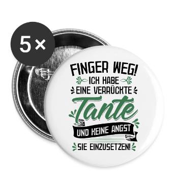Finger weg! Ich habe eine verrückte Tante - Baby - - Buttons groß 56 mm (5er Pack) - Weiß - Vorne
