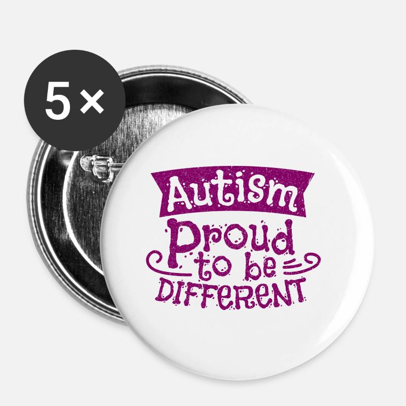 autism - Buttons large 2.2''/56 mm (5-pack) - white