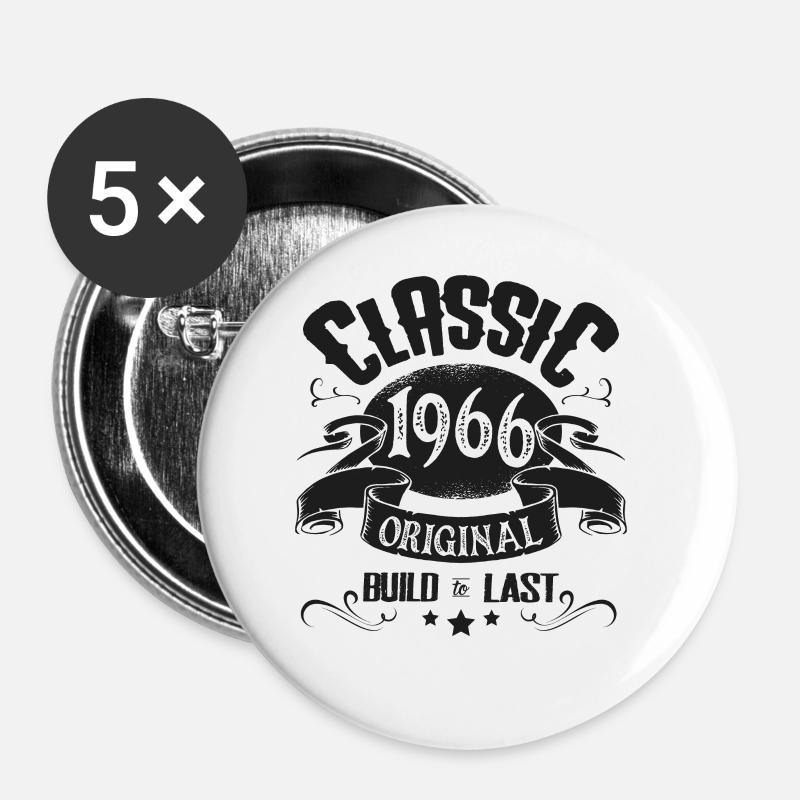 Birthday born in 1966 - Buttons large 2.2''/56 mm (5-pack) - white