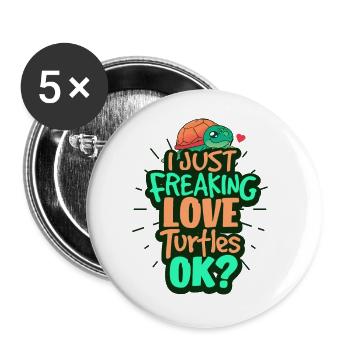 Schildkröte - Buttons groß 56 mm (5er Pack) - Weiß - Vorne