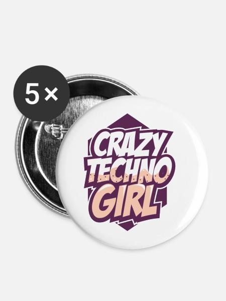 Techno - Buttons groß 56 mm (5er Pack) - Weiß