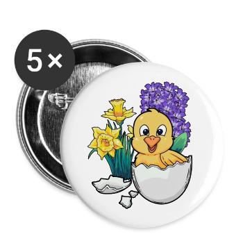 Happy Easter Chicks Easter Egg Children Baby Egg Child - Buttons large 2.2''/56 mm (5-pack) - white - Front