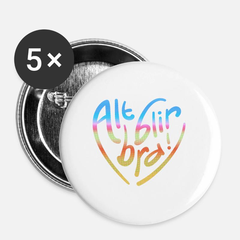 Everything will be fine! - Buttons large 2.2''/56 mm (5-pack) - white