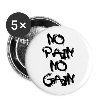 No pain no gain - Buttons large 2.2''/56 mm (5-pack) - white - Front