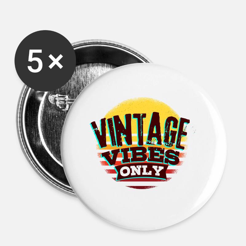 Vintage Vibes Only - Buttons groß 56 mm (5er Pack) - Weiß