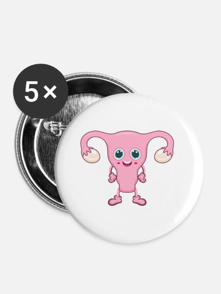 Gebärmutter Hebamme - Buttons groß 56 mm (5er Pack) - Weiß