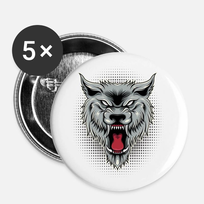 Wild wolf | Wolf pack - Buttons large 2.2''/56 mm (5-pack) - white