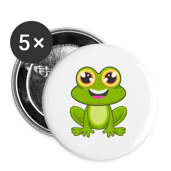 Frosch - Buttons groß 56 mm (5er Pack) - Weiß - Vorne