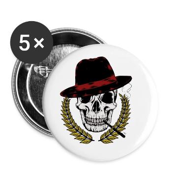 Mafia Italy Gangster Bass Gentleman Laurel Death - Buttons large 2.2''/56 mm (5-pack) - white - Front