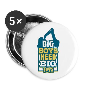 Bagger - Buttons groß 56 mm (5er Pack) - Weiß - Vorne
