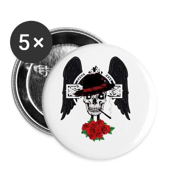 Cross Gangster Italy Mafia Evil Spirit Halloween - Buttons large 2.2''/56 mm (5-pack) - white - Front