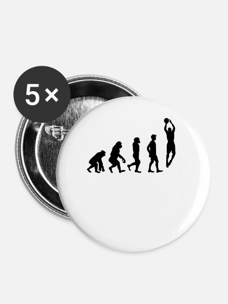 Basketball Evolution Basketballspieler - Buttons groß 56 mm (5er Pack) - Weiß