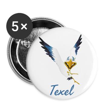 Lachmöwe Texel - Buttons groß 56 mm (5er Pack) - Weiß - Vorne