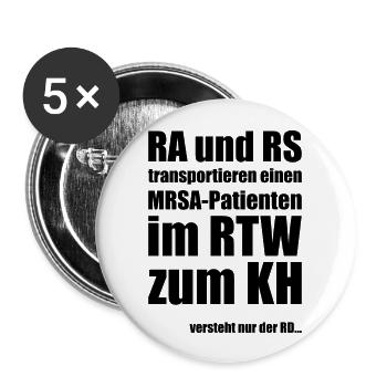 Rettungsdienst Notfallsanitäter Spruch - Buttons groß 56 mm (5er Pack) - Weiß - Vorne