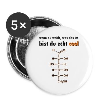 Glucose Chemie Biologie Lehrer - Buttons groß 56 mm (5er Pack) - Weiß - Vorne