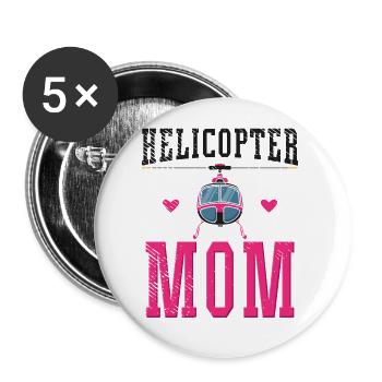 Helicopter Mom Aviation Pilot - Buttons large 2.2''/56 mm (5-pack) - white - Front