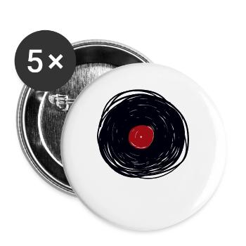 Disques vinyle LP disques de disques - Lot de 5 grands badges (56 mm) - blanc - Devant