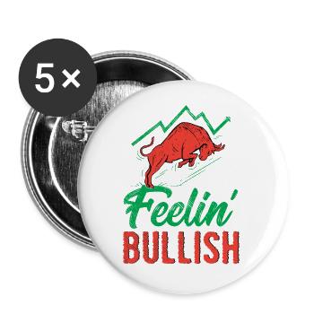 Stock Exchange Feelin Bullish Forex Trading Stock - Buttons large 2.2''/56 mm (5-pack) - white - Front