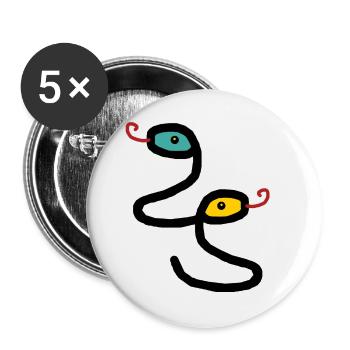Schlangen Reptilien Amphibien Kinder Schlange - Buttons groß 56 mm (5er Pack) - Weiß - Vorne