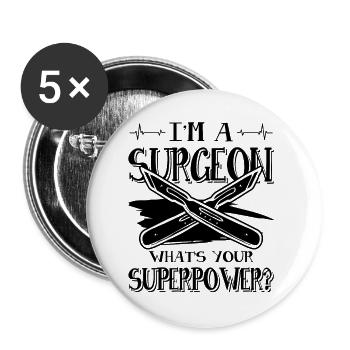 Surgeon superpower - Buttons large 2.2''/56 mm (5-pack) - white - Front
