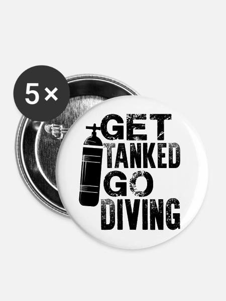 unter wasser tauchen - Buttons groß 56 mm (5er Pack) - Weiß
