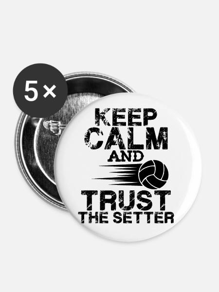 keep calm volleyball - Buttons groß 56 mm (5er Pack) - Weiß