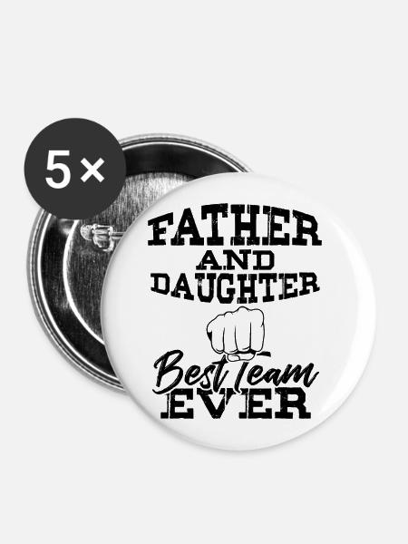 papa und tochter - Buttons groß 56 mm (5er Pack) - Weiß