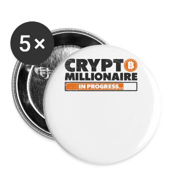 Bitcoin Miner Kryptowährung Bitcoin Mining Miner - Buttons groß 56 mm (5er Pack) - Weiß - Vorne