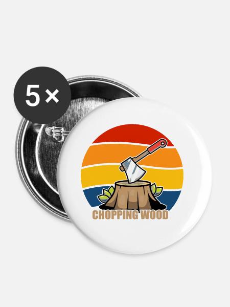 Chopping Wood Retro - Buttons groß 56 mm (5er Pack) - Weiß