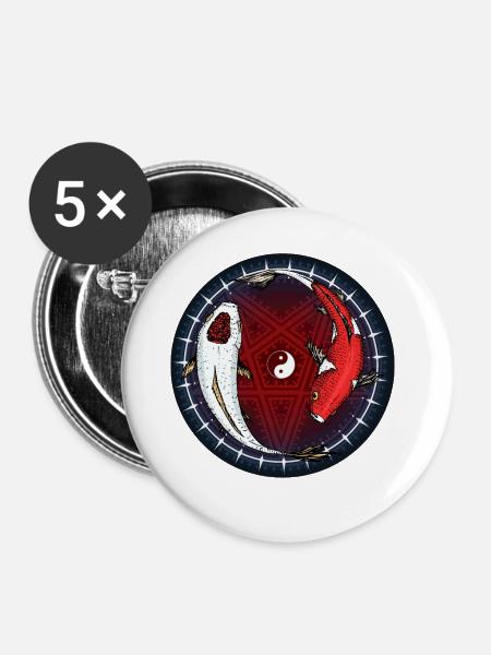 Koi Fisch - Buttons groß 56 mm (5er Pack) - Weiß