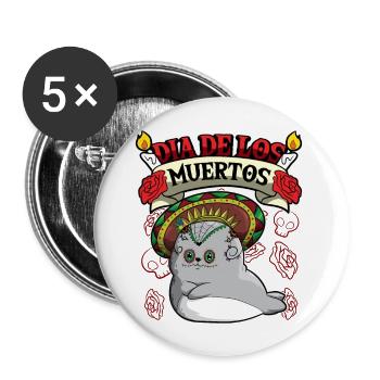 Dia De Los Muertos Animals Seal - Lot de 5 grands badges (56 mm) - blanc - Devant